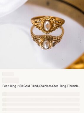 Vintage Oval Pearl Filigree Gold Ring – Elegant Antique Style Band